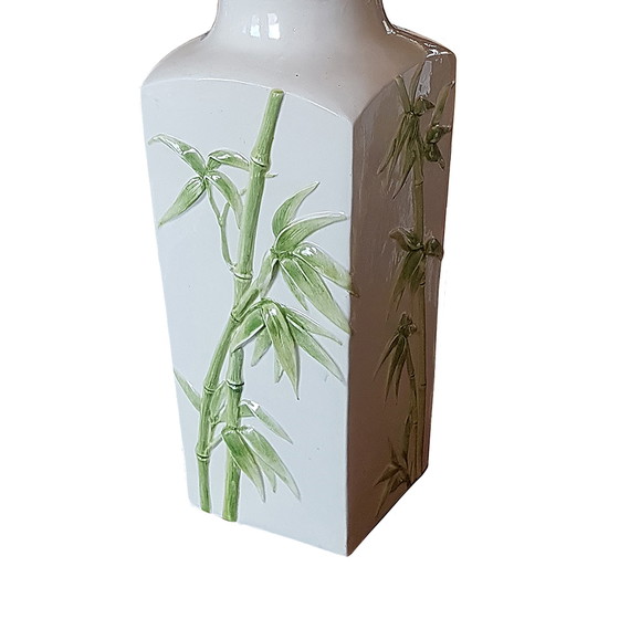 Image 1 of Mid-Century Italian Bamboo Pattern Majolica Table Lamp