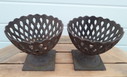 2 vases de jardin en fonte Brocante de 17 cm de haut