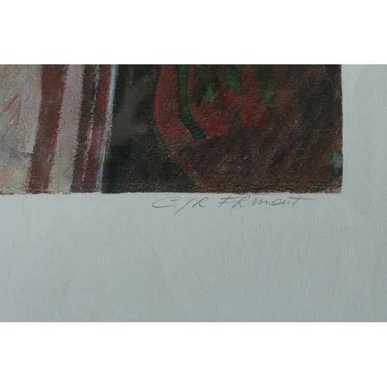 Image 1 of Vintage lithograph “Man with two heads” by Cyr Frimout, 1990