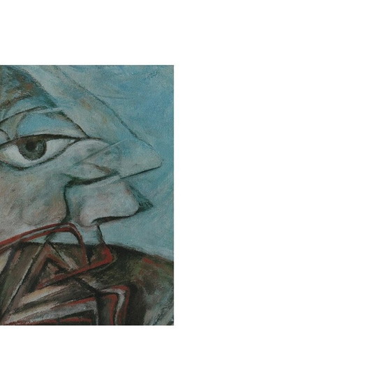 Image 1 of Vintage lithograph “Man with two heads” by Cyr Frimout, 1990