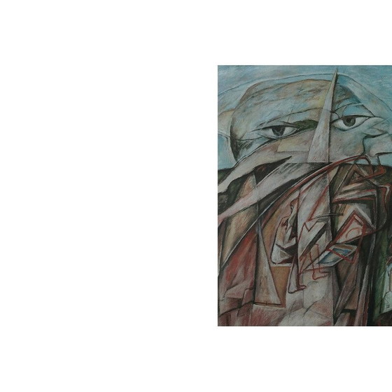 Image 1 of Vintage lithograph “Man with two heads” by Cyr Frimout, 1990
