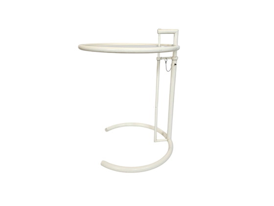Image 1 of Design Side Table - Eileen Gray Style - Metal - Glass - 80s