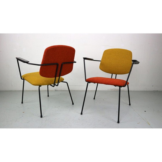 Image 1 of Pair of vintage model 5003 armchairs in steel and wool by Rudolf Wolf for Elsrijk, Netherlands 1950