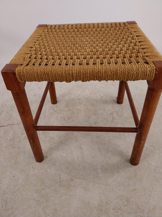 Image 1 of 1960'S Danish Papercord Stool In Style Of N.O.Möller