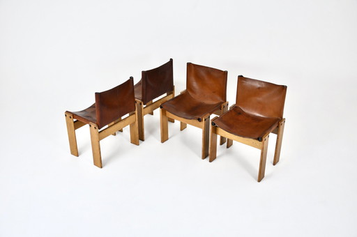 Monk Dining Chairs by Afra & Tobia Scarpa for Molteni, 1970s, set of 4