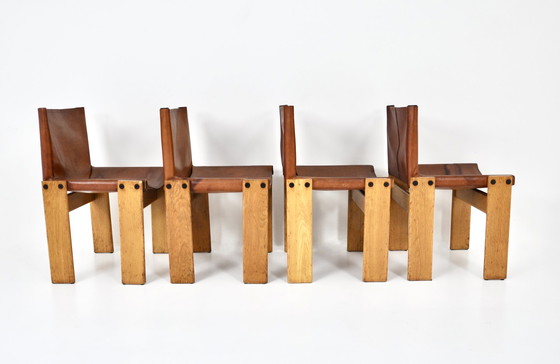 Image 1 of Monk Dining Chairs by Afra & Tobia Scarpa for Molteni, 1970s, set of 4