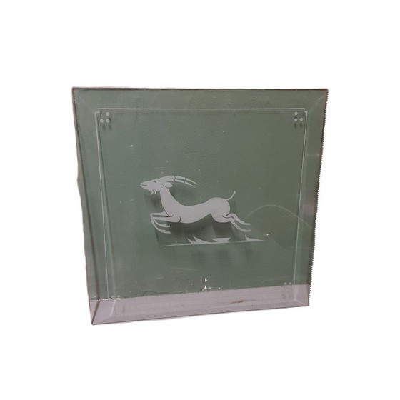 Image 1 of Italian Art Deco Etched Glass Plate, 1930s