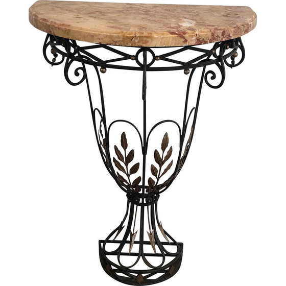 Image 1 of Vintage wrought-iron console with marble top, 1940