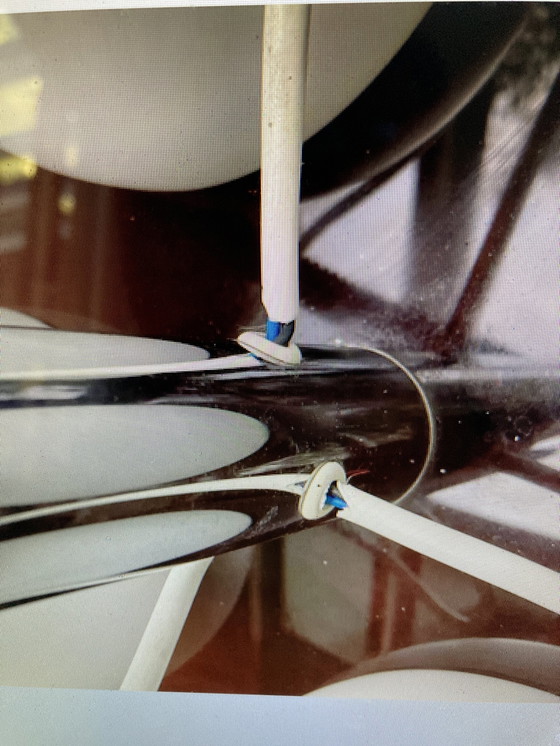 Image 1 of Italian chandelier, Vintage, 4 Opaline Plexiglas, Space Age