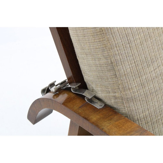 Image 1 of Pair of vintage Art Deco armchairs in walnut finish, Czechoslovakia 1930s