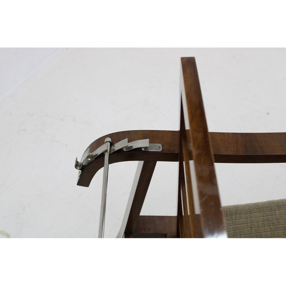 Image 1 of Pair of vintage Art Deco armchairs in walnut finish, Czechoslovakia 1930s