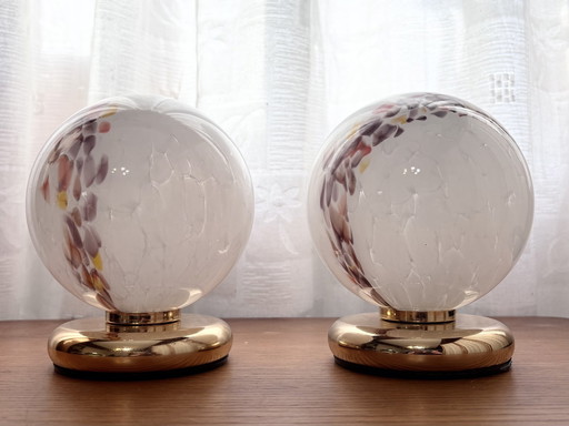 A set of memorized glass table lamps 1970Er