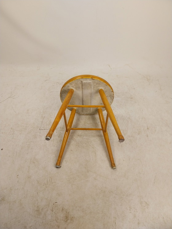 Image 1 of 1 X Midcenturymodern Pine Stool With Cork Seat 1960'S