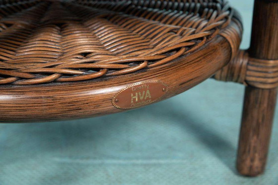 Image 1 of Bohemian 70s Coffee table, wicker round side table