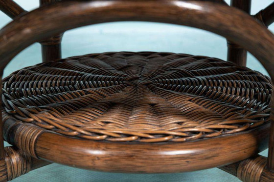 Image 1 of Bohemian 70s Coffee table, wicker round side table