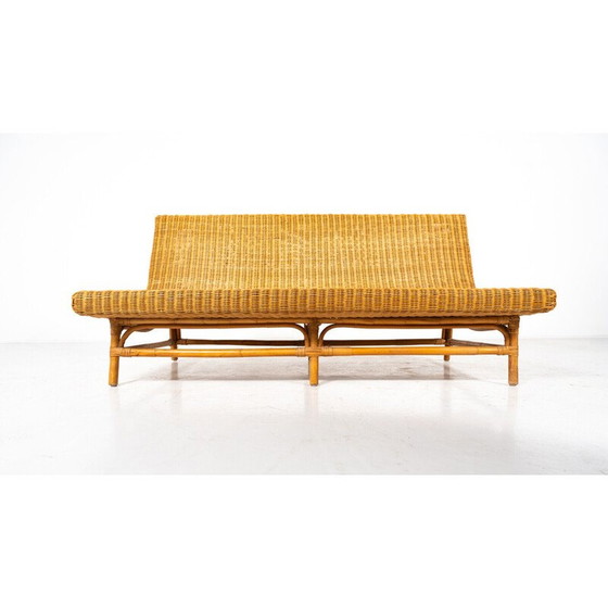 Image 1 of Vintage wicker bench, Italy 1970
