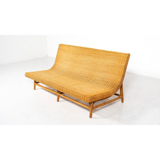 Image 1 of Vintage wicker bench, Italy 1970