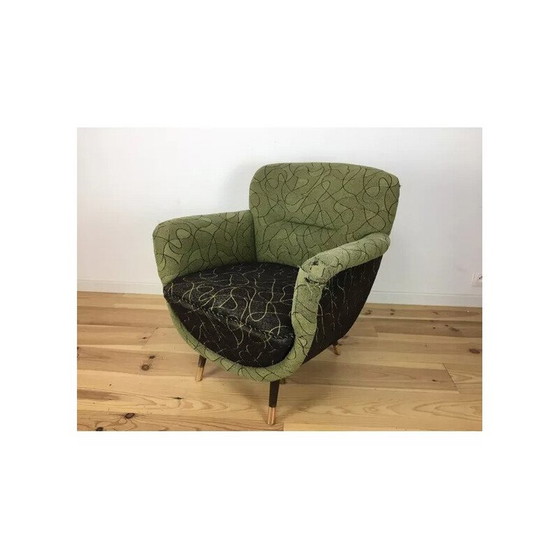 Image 1 of Sedia a uovo vintage in legno e ottone, 1950