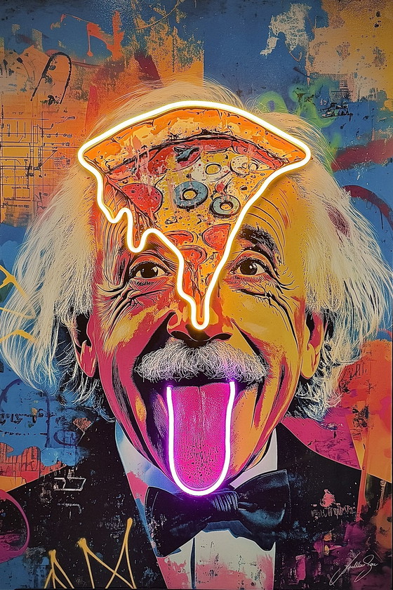 Image 1 of Genius Theory Einstein Pizza Pop Led Wall Art Lamp