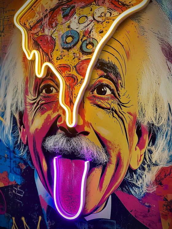Image 1 of Genius Theory Einstein Pizza Pop Led Wall Art Lamp