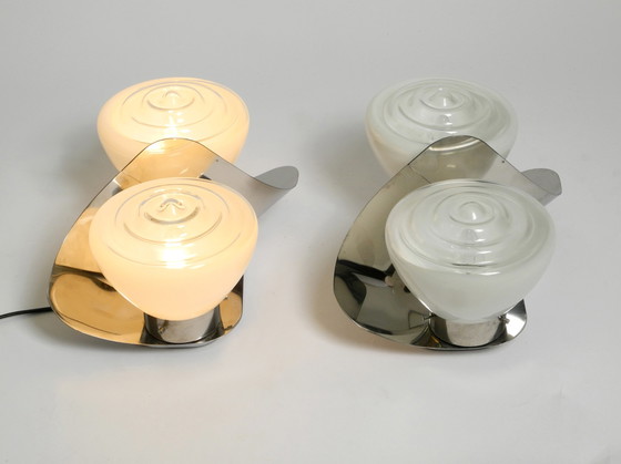 Image 1 of 2x Space Age chrome glass sconces Italy