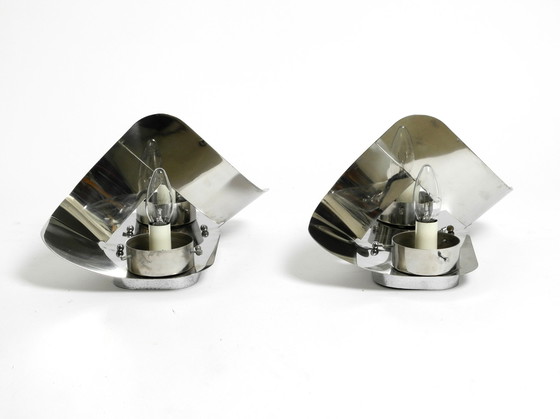 Image 1 of 2x Space Age chrome glass sconces Italy