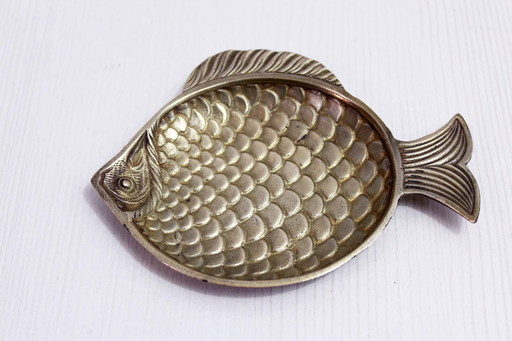 Vintage Brass Fish Shaped Pocket Scoop