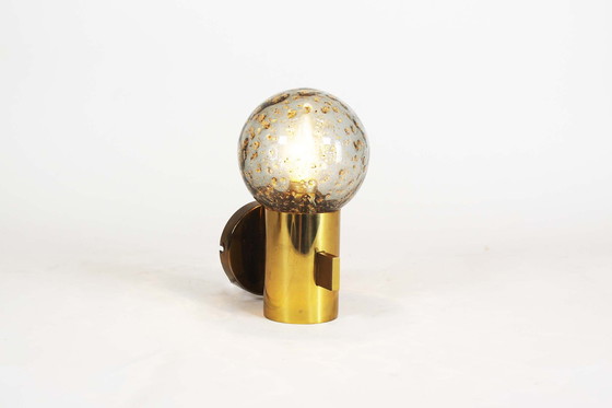 Image 1 of 2X Vintage 1970’S Brass & Glass Wall Lights