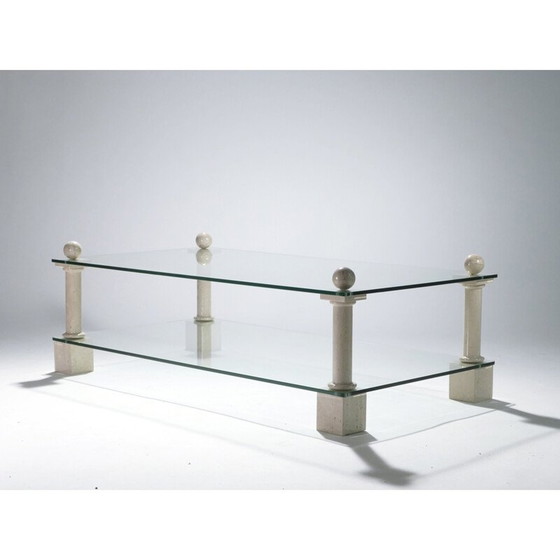 Image 1 of Vintage travertine coffee table by Philippe Barbier, 1970