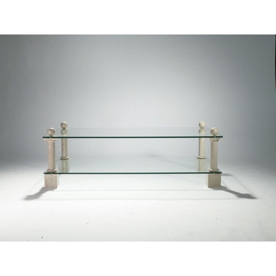 Image 1 of Vintage travertine coffee table by Philippe Barbier, 1970