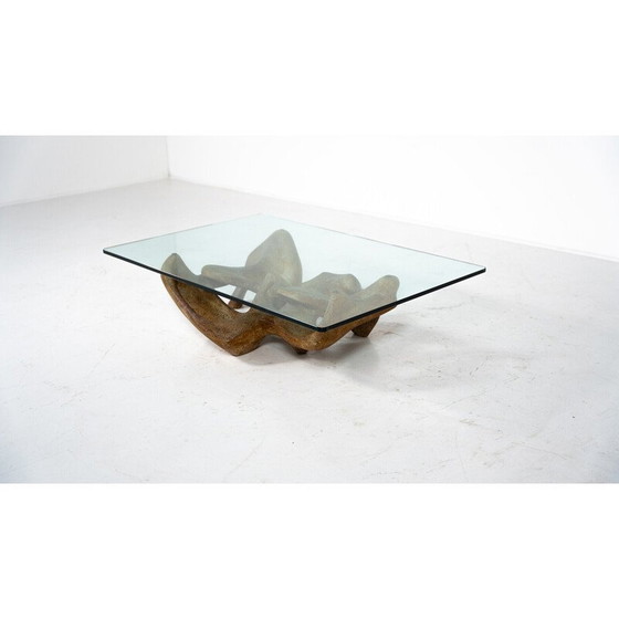 Image 1 of Vintage glass and concrete coffee table by Claudio Trevi, 1970