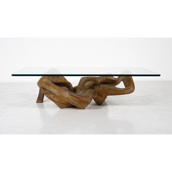 Image 1 of Vintage glass and concrete coffee table by Claudio Trevi, 1970