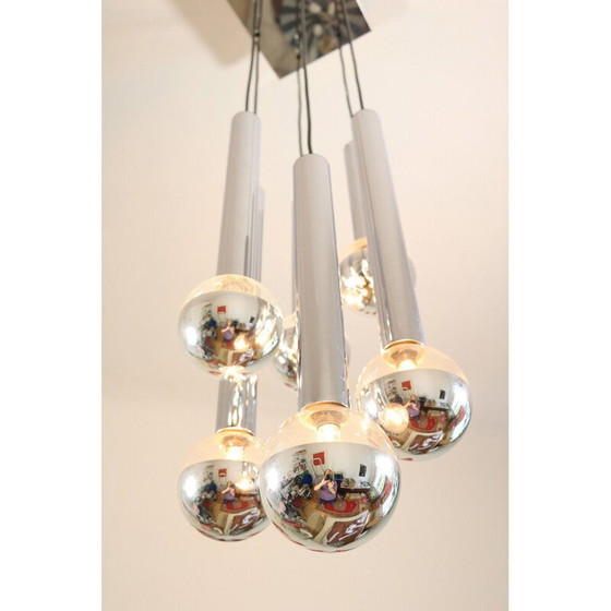 Image 1 of Lampadario a cascata cromato vintage di Motoko Ishii per Staff, 1970