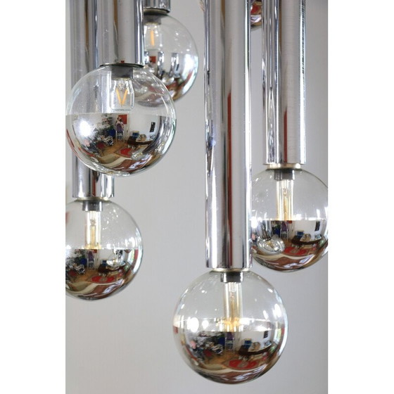 Image 1 of Lampadario a cascata cromato vintage di Motoko Ishii per Staff, 1970