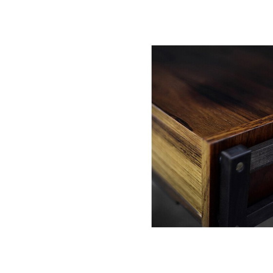 Image 1 of Vintage Danish rosewood thread side table with wicker basket, 1960s