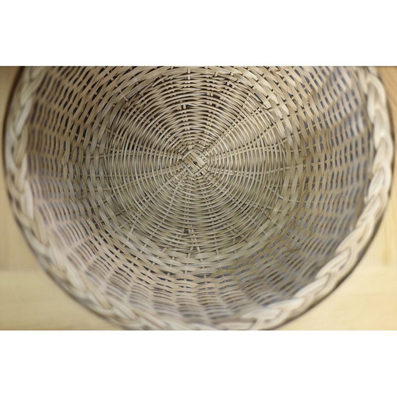 Image 1 of Vintage Danish rosewood thread side table with wicker basket, 1960s