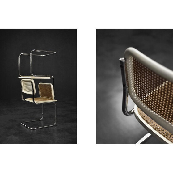 Image 1 of Pair of vintage chairs in white wood and wicker, Italy 1980