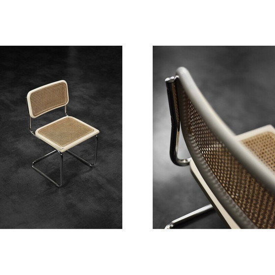 Image 1 of Pair of vintage chairs in white wood and wicker, Italy 1980