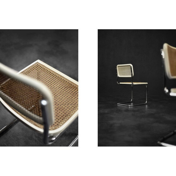 Image 1 of Pair of vintage chairs in white wood and wicker, Italy 1980