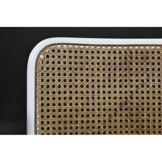 Image 1 of Pair of vintage chairs in white wood and wicker, Italy 1980