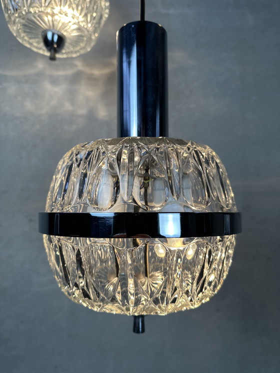 Image 1 of 2x Massive Belgium Val Saint Lambert pendant lights