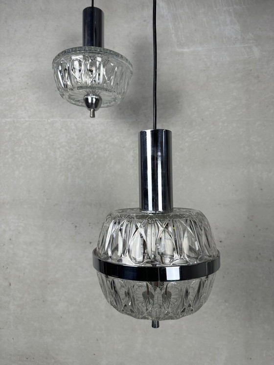 Image 1 of 2x Massive Belgium Val Saint Lambert pendant lights