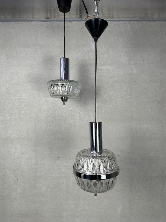 Image 1 of 2x Massive Belgium Val Saint Lambert pendant lights