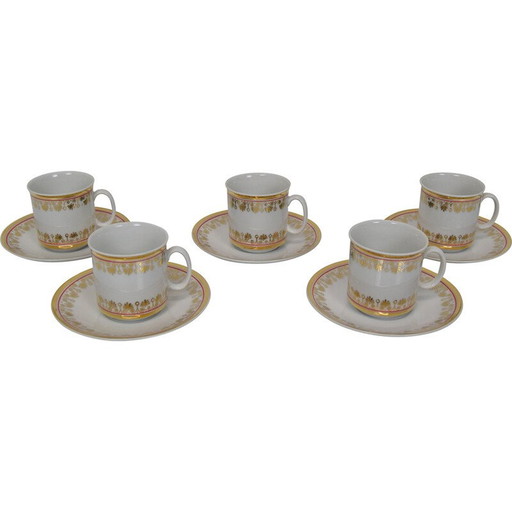 Set of 5 vintage cups and saucers by company Epiag, Czechoslovakia 1920s