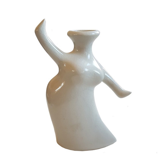 Image 1 of Vase à figurine féminine en céramique d'art de Michael Lambert