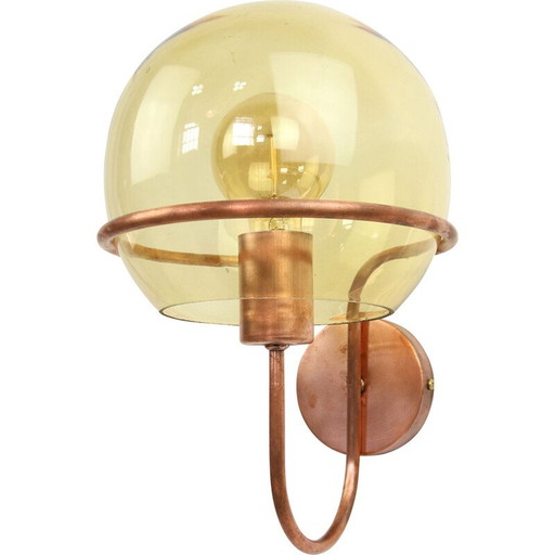 Mid-century copper and glass wall lamp
