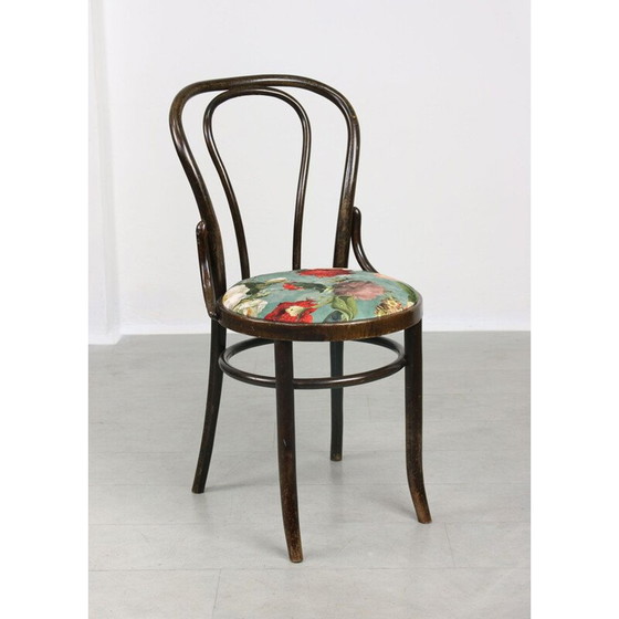 Image 1 of Set di 4 sedie da pranzo Thonet n. 18 in velluto vintage, color marrone scuro
