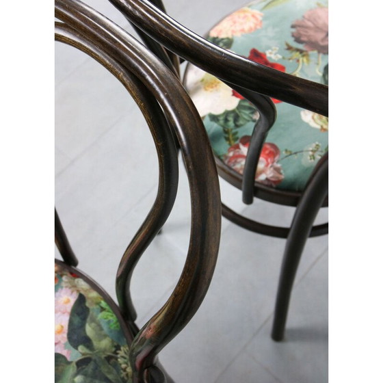 Image 1 of Set di 4 sedie da pranzo Thonet n. 18 in velluto vintage, color marrone scuro