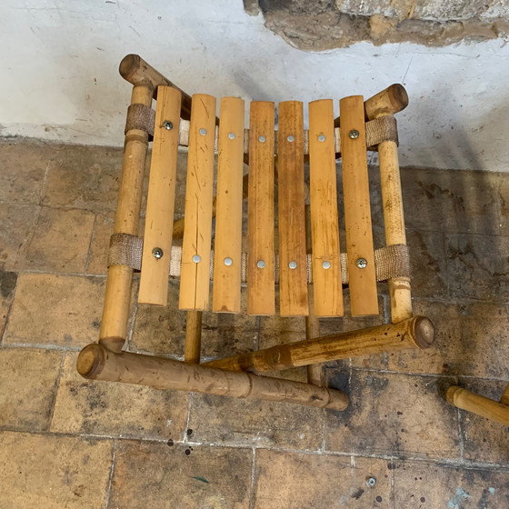 Image 1 of Paire de tabourets de pêcheur en bambou vintage