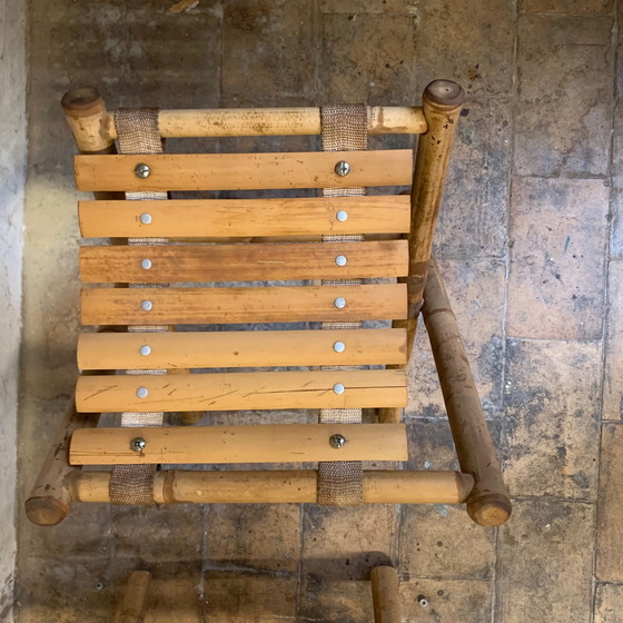 Image 1 of Paire de tabourets de pêcheur en bambou vintage
